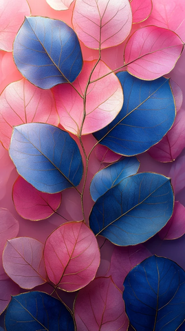 粉色蓝色金边叶