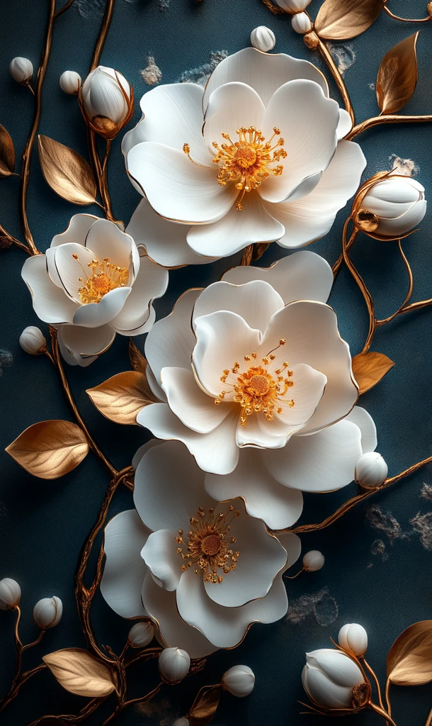 白金花卉手机背景