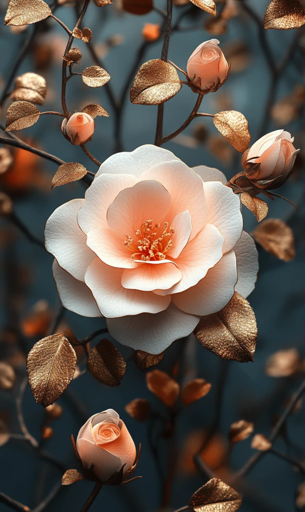 白金花卉手机背景