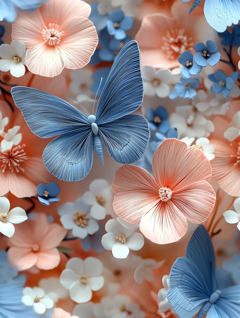 蝴蝶花朵立体纸艺