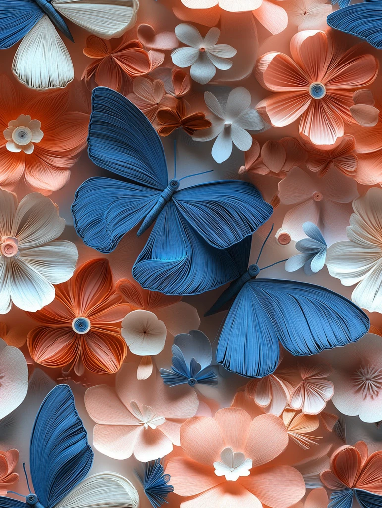 蝴蝶花朵立体纸艺