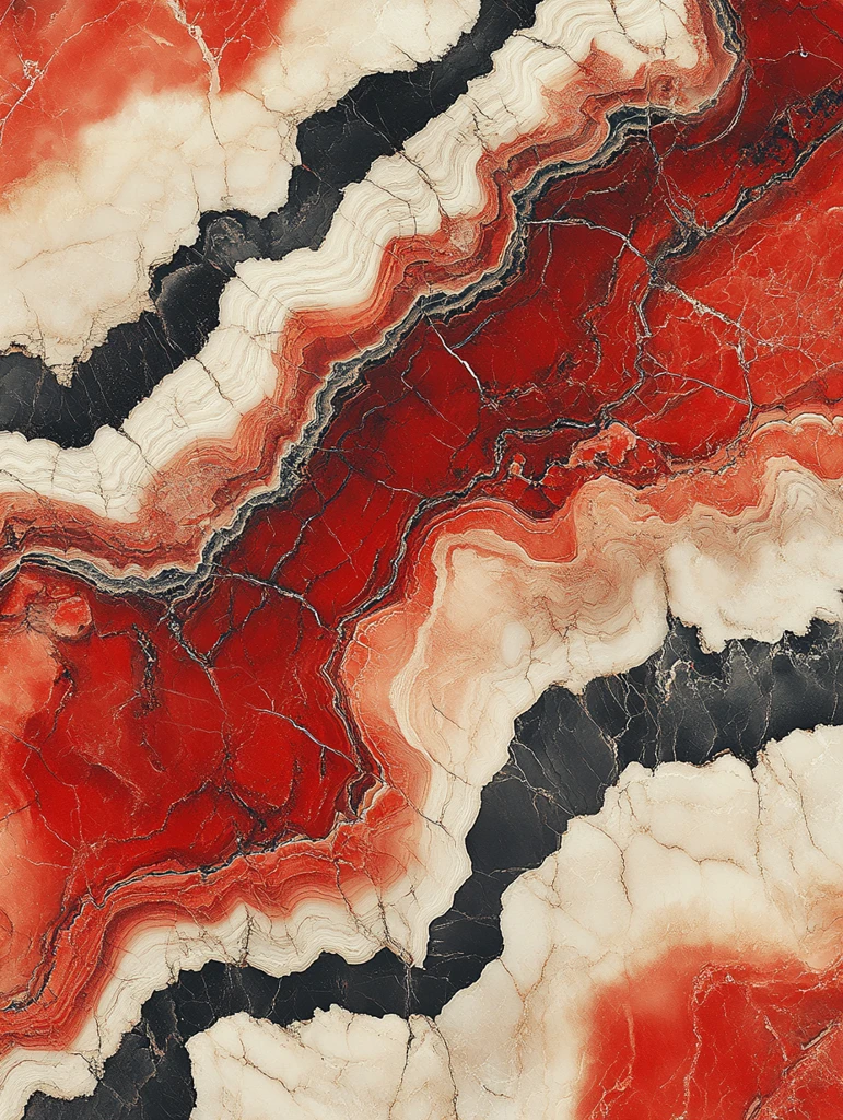 红白杏仁色大理石纹