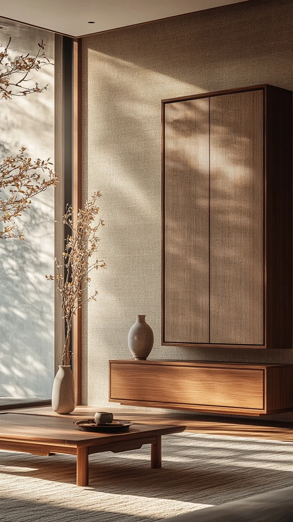 木柜与茶桌的空间