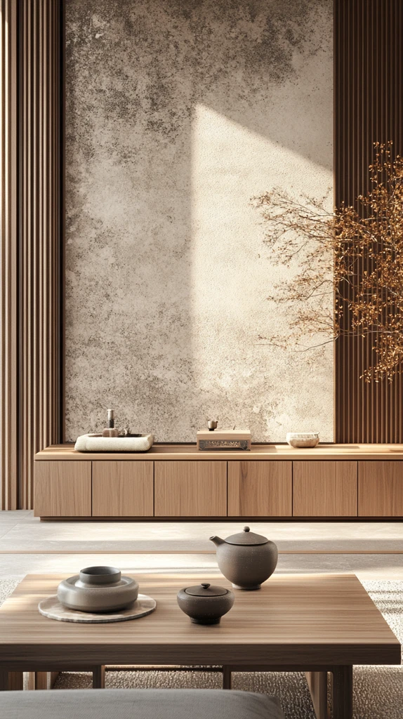 木柜与茶桌的空间