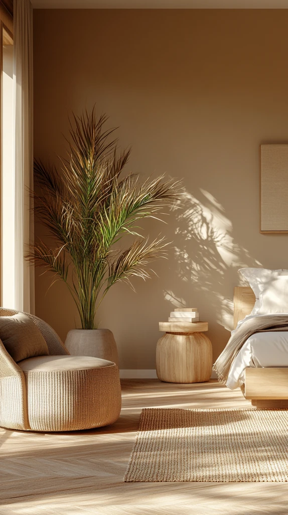 浅棕墙面现代卧室