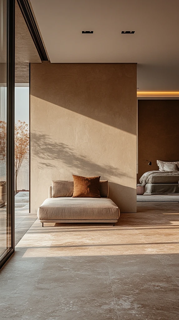 浅棕墙面现代卧室