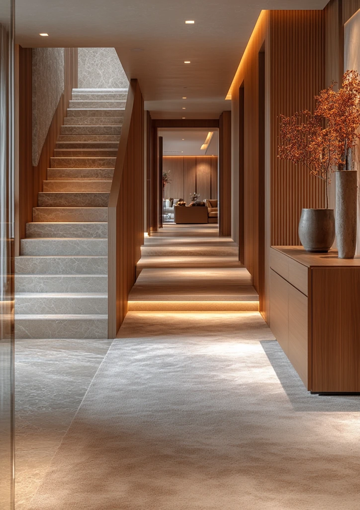 木板墙玻璃门走廊