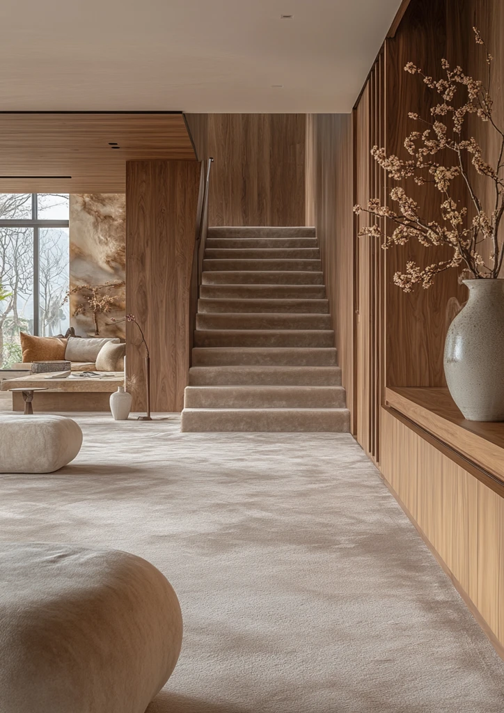 木板墙玻璃门走廊