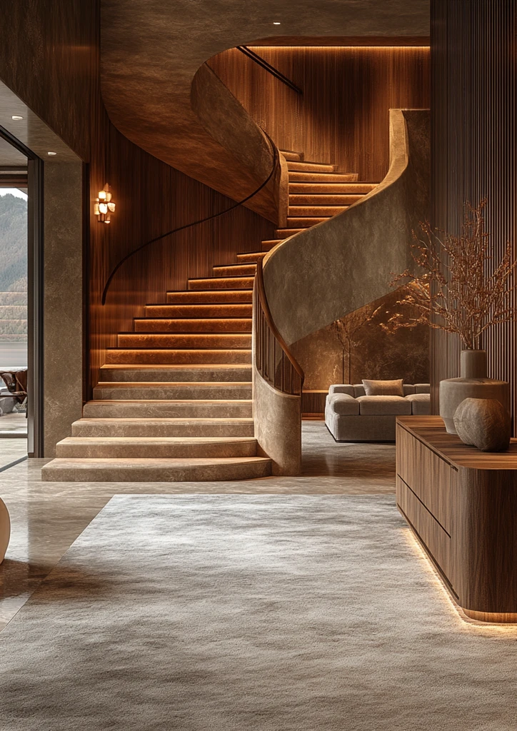 木板墙玻璃门走廊