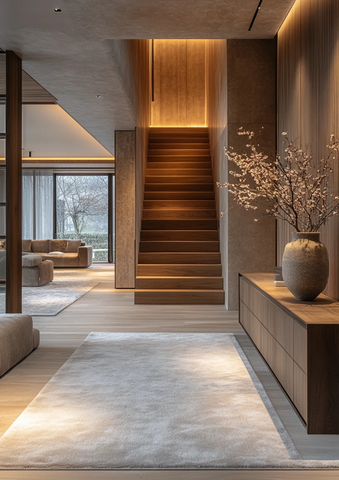 木板墙玻璃门走廊