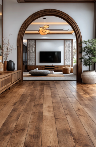 中式白墙木地板