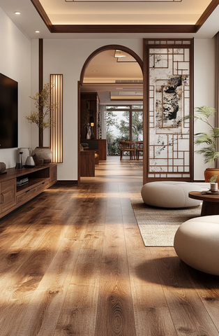 中式白墙木地板