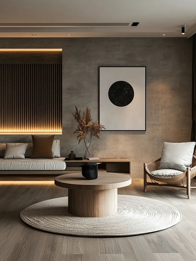 木地板圆毯低桌