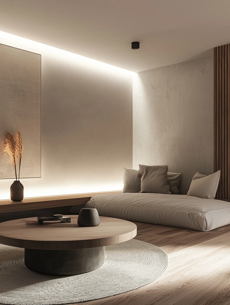 木地板圆毯低桌