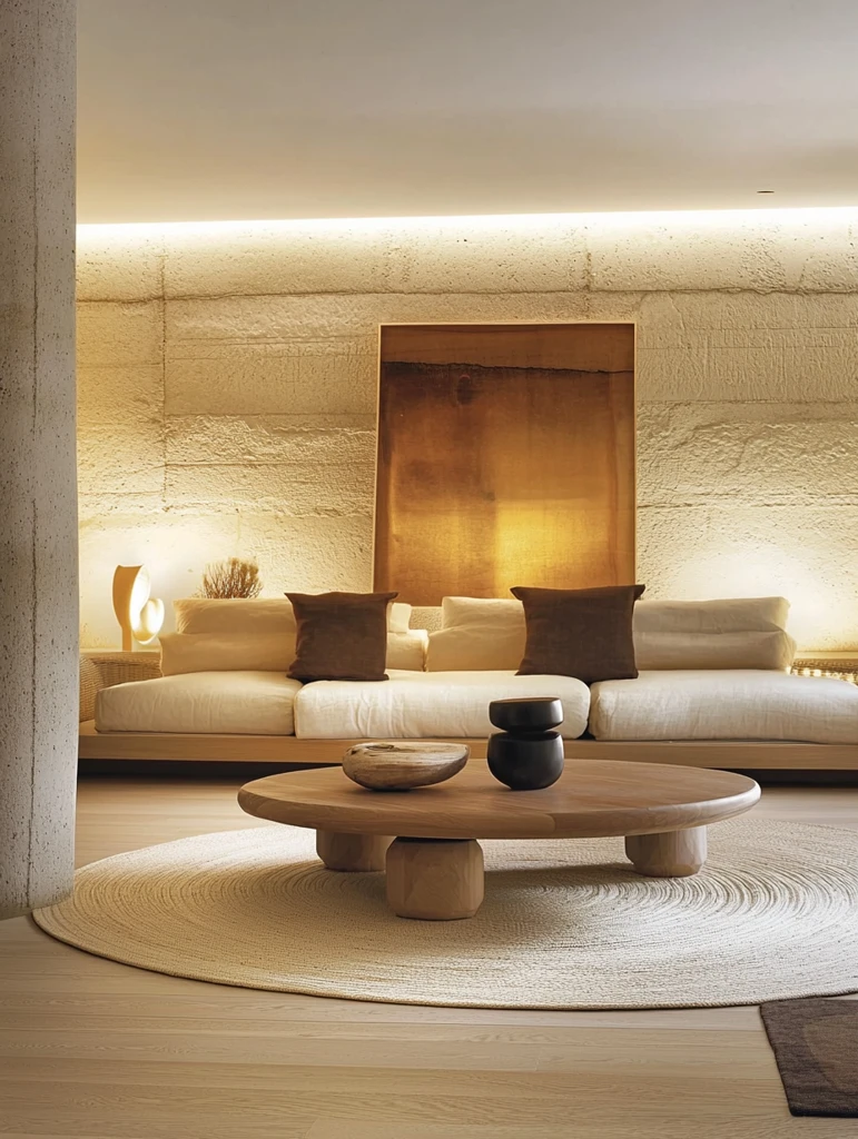 木地板圆毯低桌