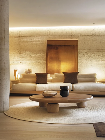 木地板圆毯低桌