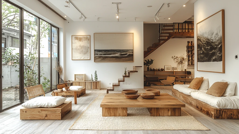 白色墙壁木质家具