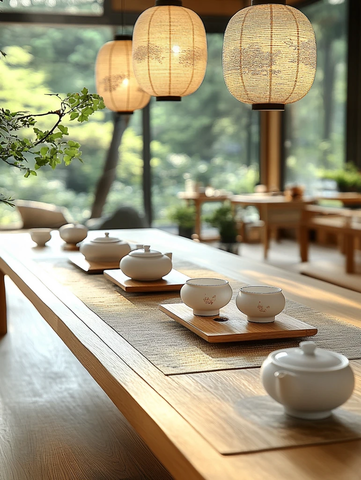 中式茶馆茶桌静景