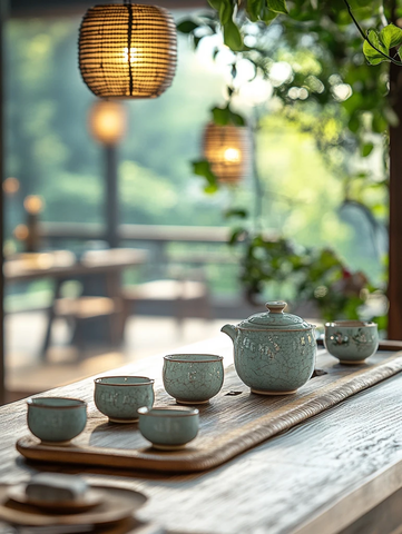 中式茶馆茶桌静景