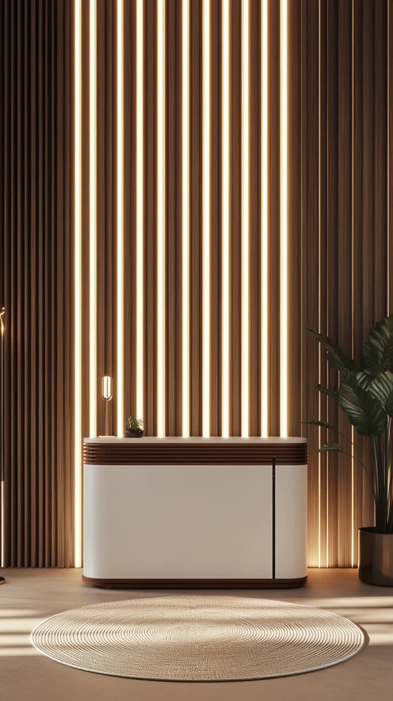 白色木柜与暖光设计