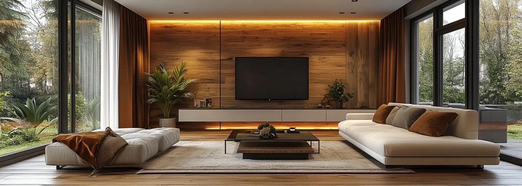 木地板白沙发电视墙