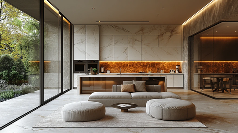 现代客厅厨房一体