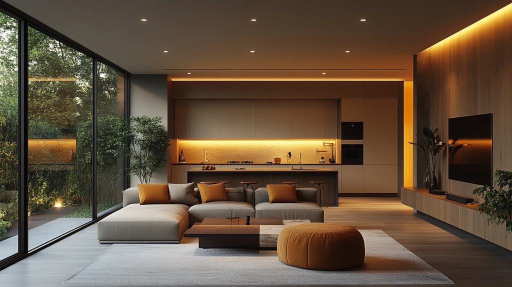 现代客厅厨房一体