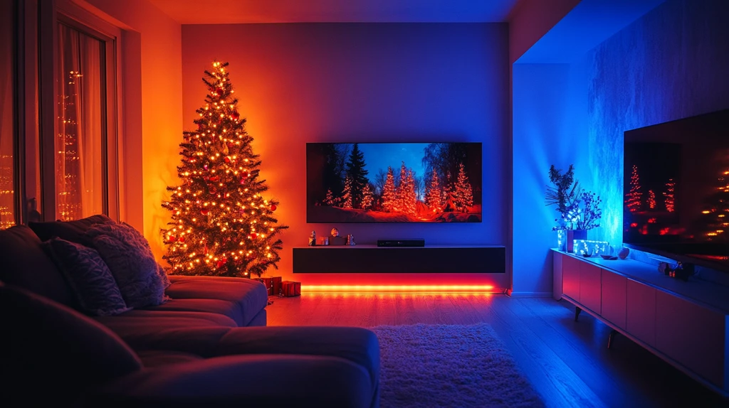 圣诞客厅电视夜景