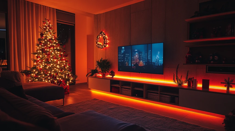 圣诞客厅电视夜景