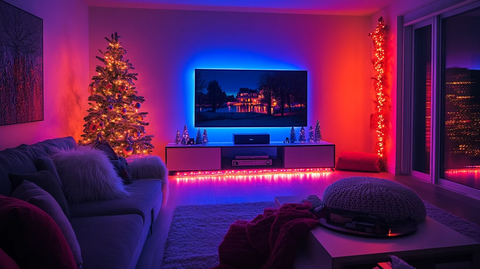 圣诞客厅电视夜景