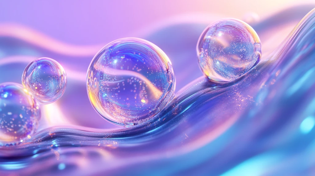 蓝紫渐变气泡波浪线