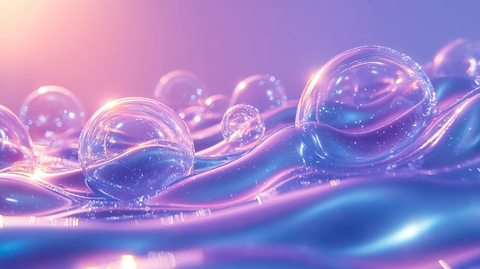 蓝紫渐变气泡波浪线