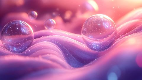 粉色紫色气泡丝带