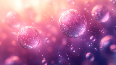 粉色紫色气泡丝带