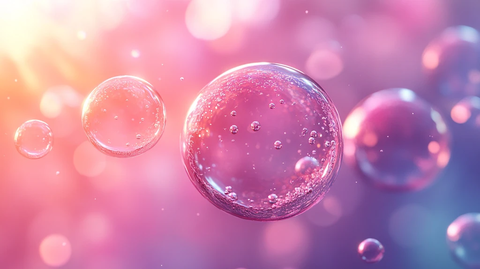 粉色紫色气泡丝带