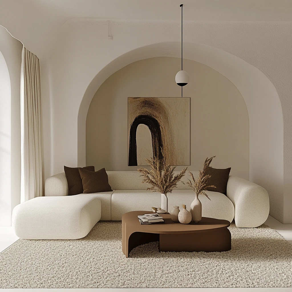 奶油色圆润客厅