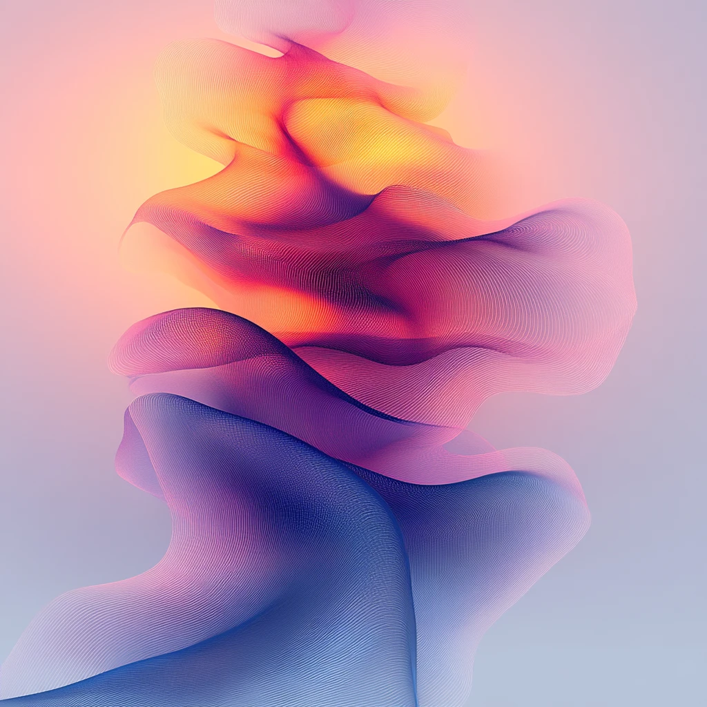 粉蓝渐变上升线条