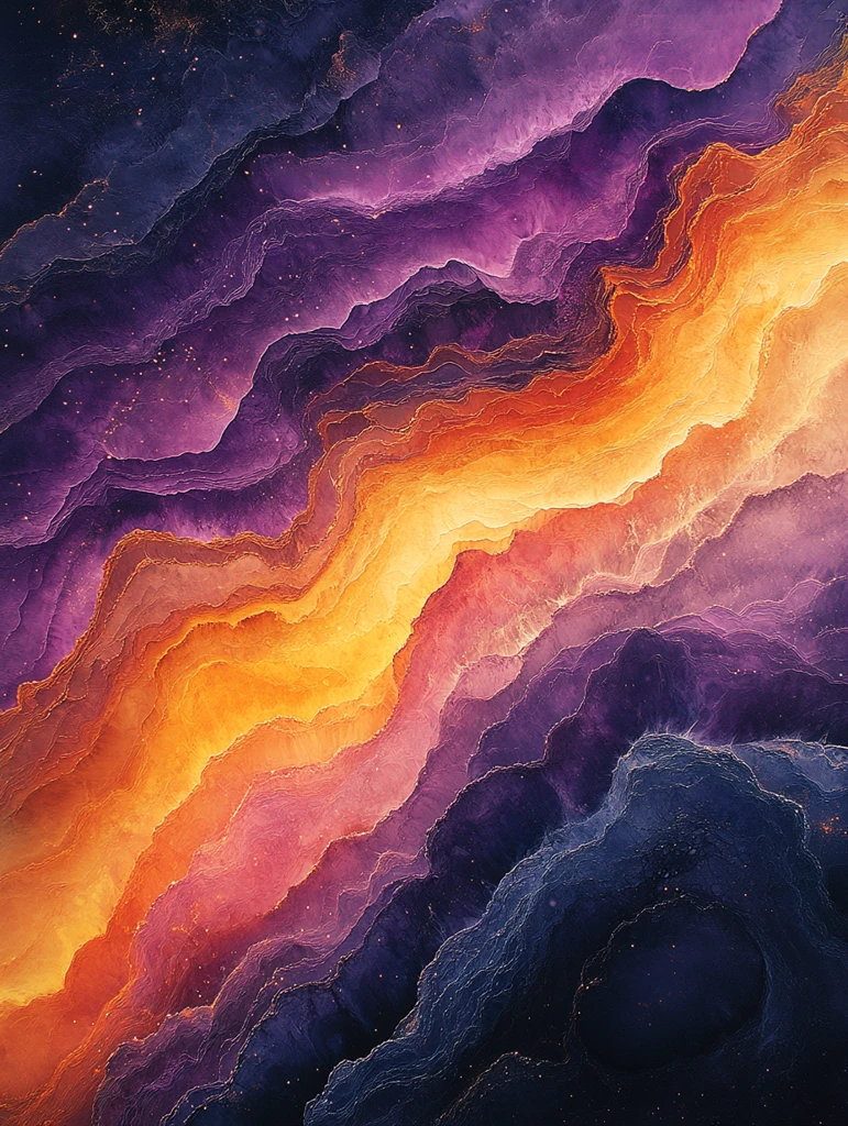 水流紫橙渐变画