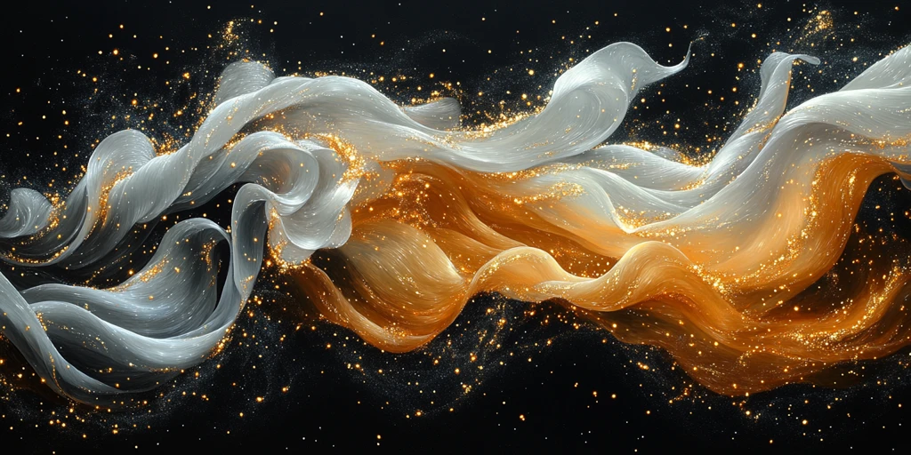 金白黑丝带飘舞