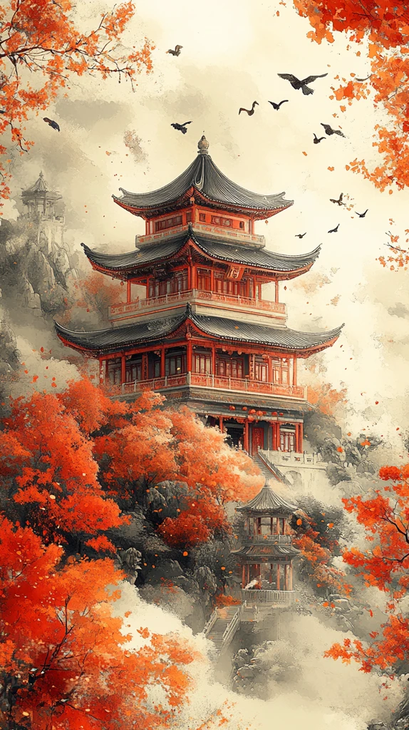 橙树飞鸟中式建筑