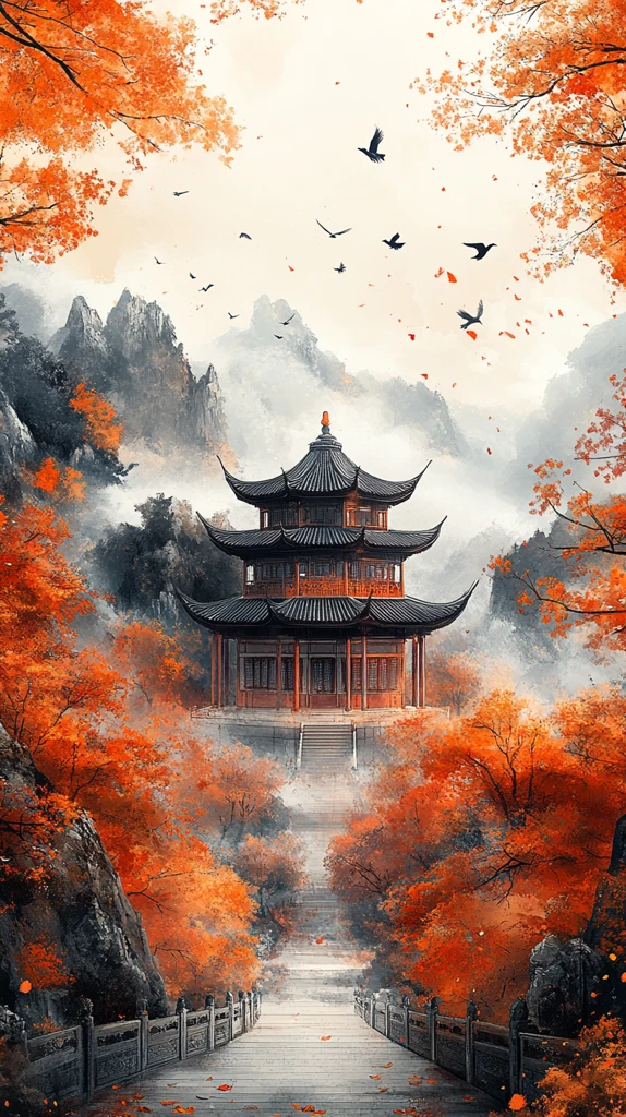 橙树飞鸟中式建筑