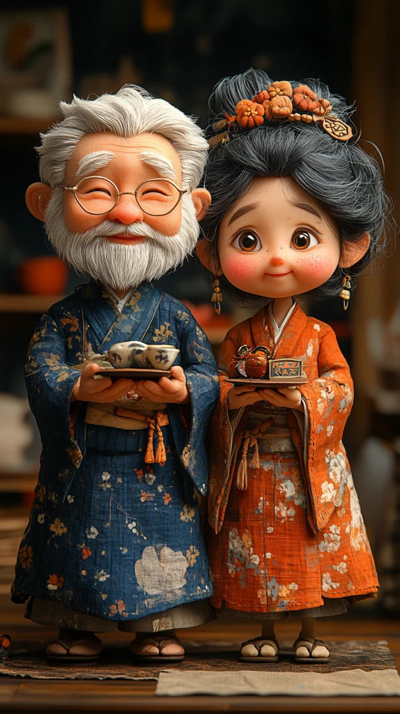 老人观看卡通电视