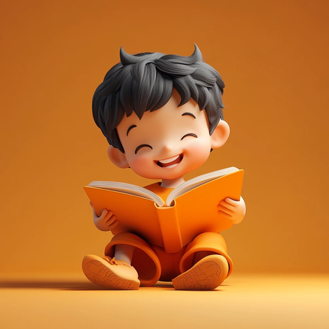 小男孩阅读形象