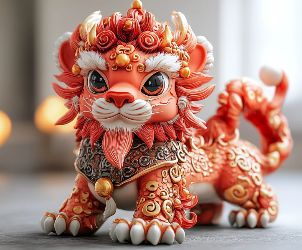 红狮盲盒生物模型