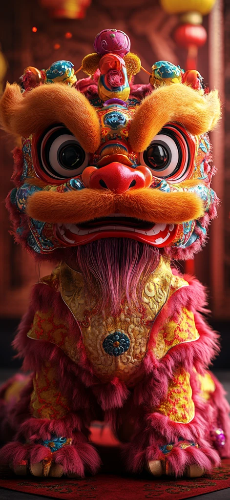 中国龙年狮舞造型