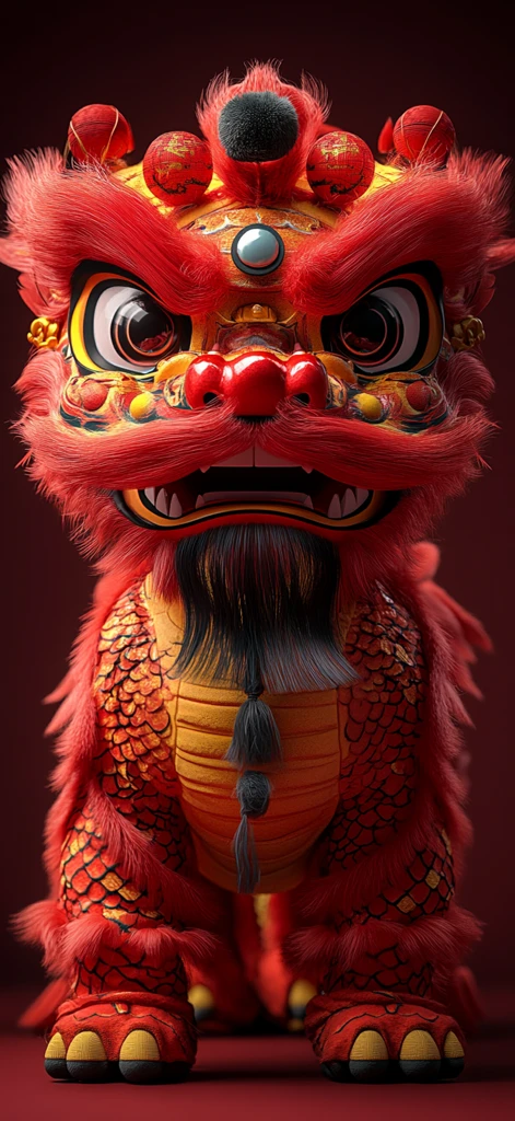 中国龙年狮舞造型