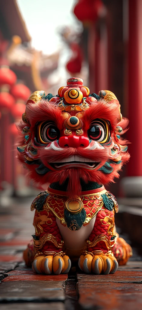 中国龙年狮舞造型