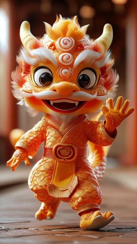 龙汉服跑步挥手