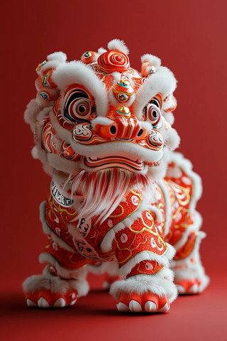 狮子舞手工模型