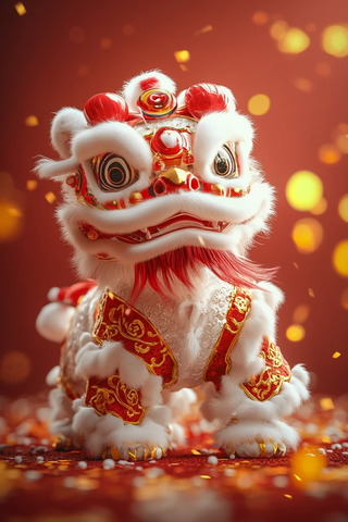 狮子舞手工模型